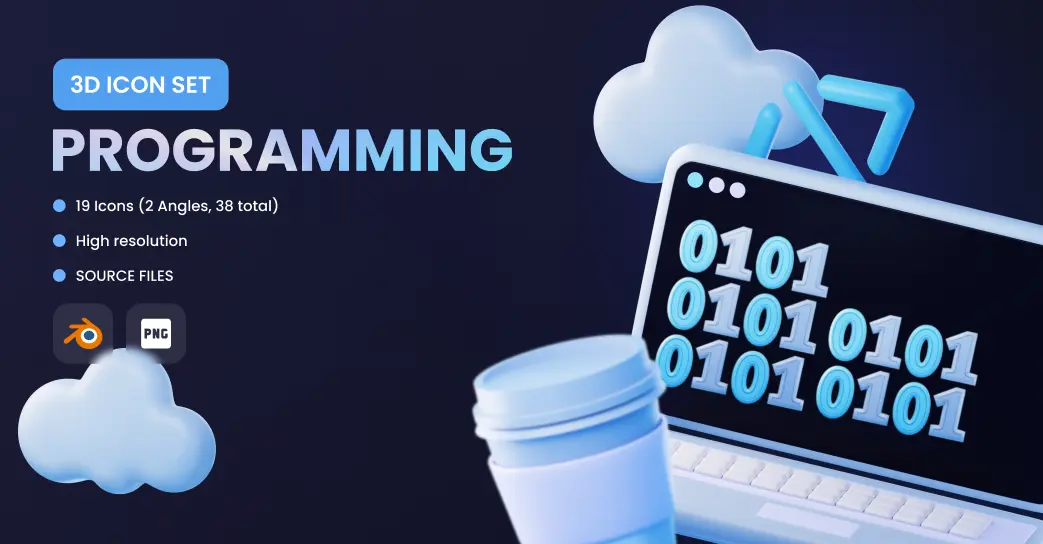 3D Programming Icon Set